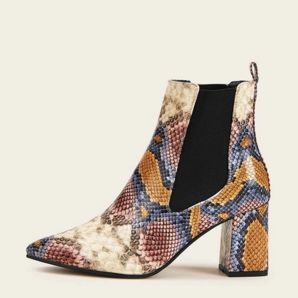 Snakeskin Sexy Ankle Boots with Matching Belt